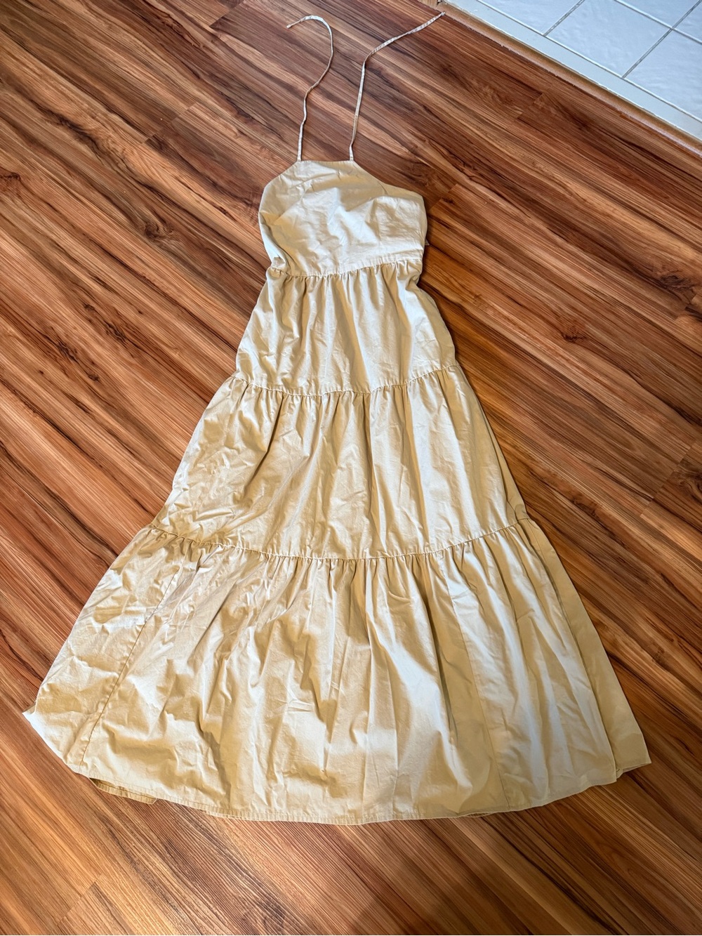 GAP Cream Tiered Maxi Dress with Spaghetti Straps